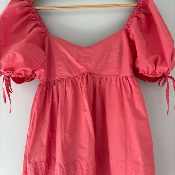 English Factory Pleated Balloon Sleeve Babydoll Dress Pink Size Small - Picture 3 of 8